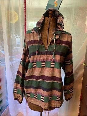 Vintage Angelique Imp NYC hooded beachy pullover pockets free size bohemian